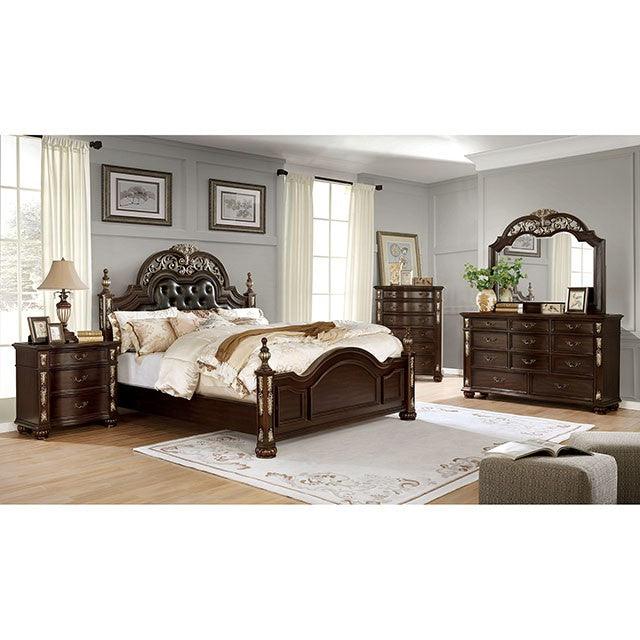 Theodor CM7926CK Brown Cherry/Espresso Traditional Bed By Furniture Of America - sofafair.com