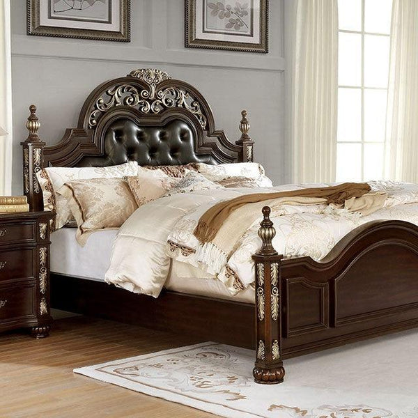 Theodor CM7926CK Brown Cherry/Espresso Traditional Bed By Furniture Of America - sofafair.com
