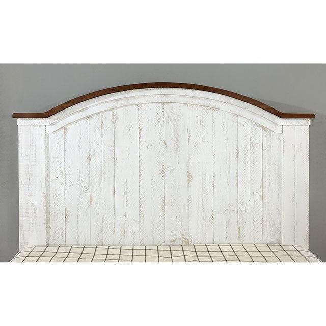 Alyson CM7962 Distressed White/Walnut Transitional Bed By Furniture Of America - sofafair.com