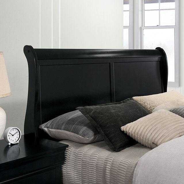 Louis Philippe CM7966BK Black Transitional Bed By Furniture Of America - sofafair.com