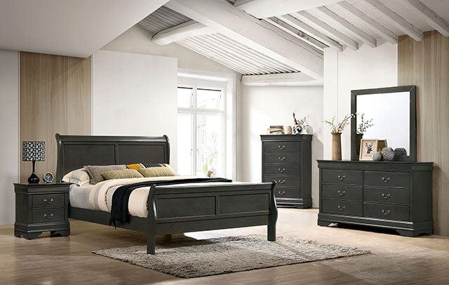 Louis Philippe CM7966GY Gray Transitional Bed By Furniture Of America - sofafair.com