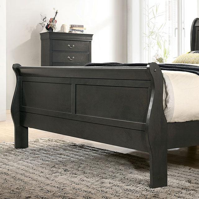 Louis Philippe CM7966GY Gray Transitional Bed By Furniture Of America - sofafair.com