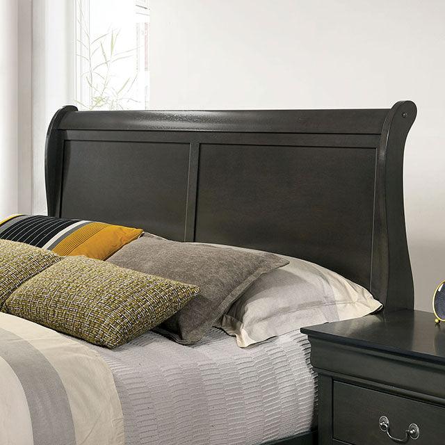 Louis Philippe CM7966GY Gray Transitional Bed By Furniture Of America - sofafair.com