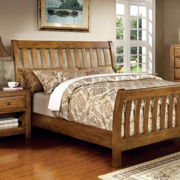 Conrad CM7970 Rustic Oak Transitional Bed By furniture of america - sofafair.com