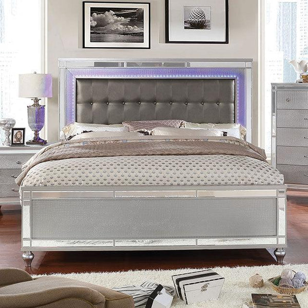 Brachium CM7977SV Silver Contemporary Bed By Furniture Of America - sofafair.com