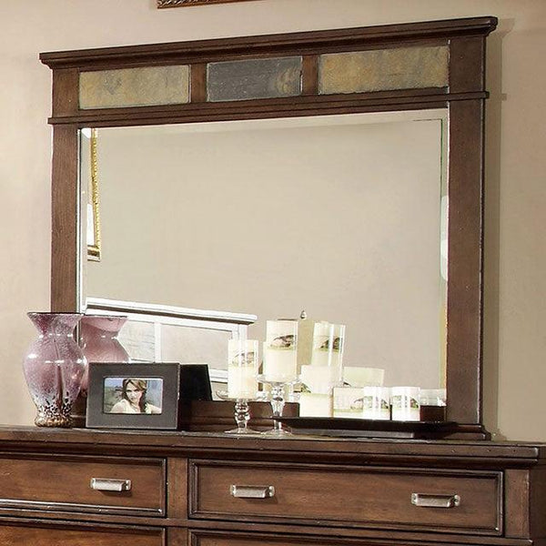 Alcazar CM7985M Brown Cherry Transitional Mirror By Furniture Of America - sofafair.com