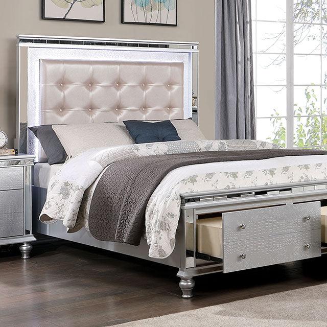 Bellinzona CM7992 Silver Contemporary Bed By Furniture Of America - sofafair.com