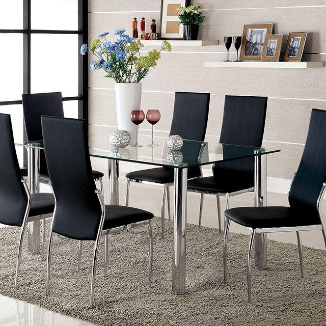Kona CM8319T Chrome Contemporary Dining Table By Furniture Of America - sofafair.com