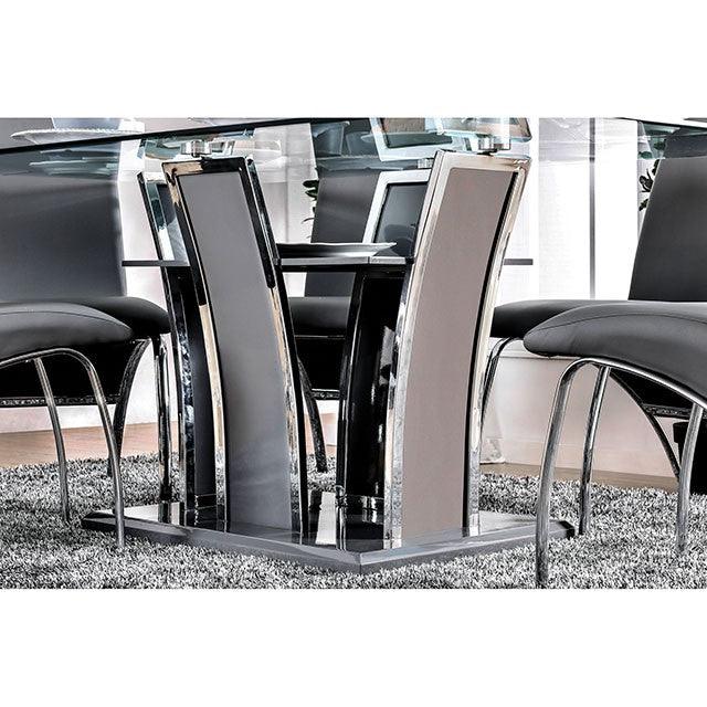 Glenview CM8372GY-T Gray/Chrome Contemporary Dining Table, Gray By Furniture Of America - sofafair.com