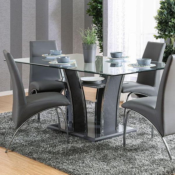 Glenview CM8372GY-T Gray/Chrome Contemporary Dining Table, Gray By Furniture Of America - sofafair.com