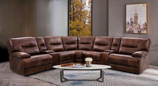 Louella CM9905 Brown Transitional Power Sectional By Furniture Of America - sofafair.com