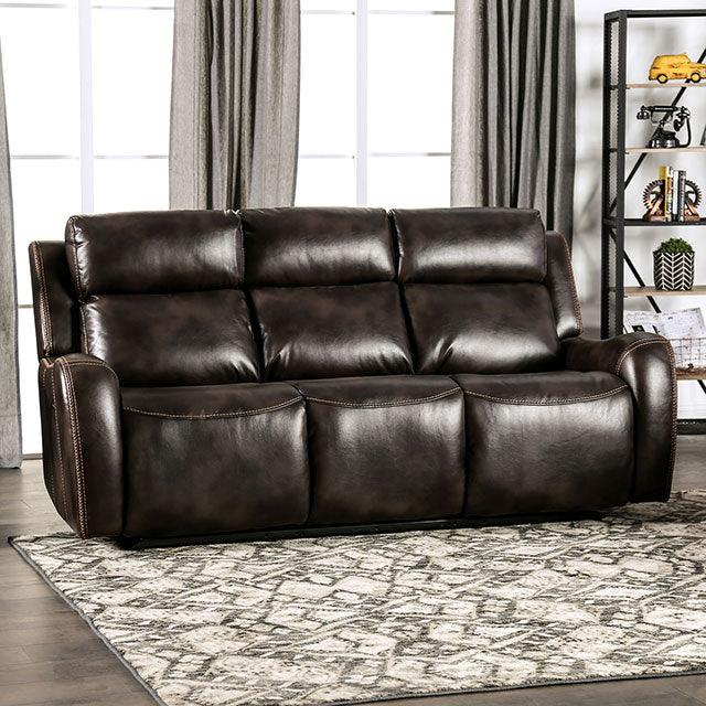 Barclay CM9906-SF Dark Brown Transitional Power Sofa By Furniture Of America - sofafair.com