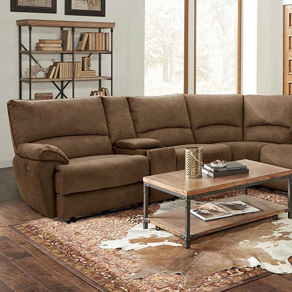 Cerelia CM9909BR-SECT-PM Brown Transitional Power Sectional By Furniture Of America - sofafair.com