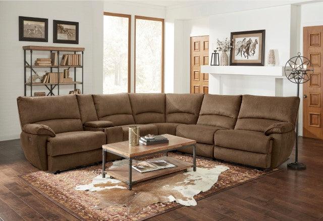 Cerelia CM9909BR-SECT-PM Brown Transitional Power Sectional By Furniture Of America - sofafair.com
