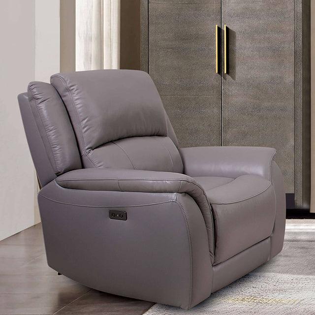 Gorgius CM9910ST-CH-PM Light Gray Transitional Power Recliner By Furniture Of America - sofafair.com