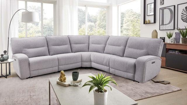 Tyrone CM9913GY-SECT-PM Gray Transitional Power Sectional By Furniture Of America - sofafair.com