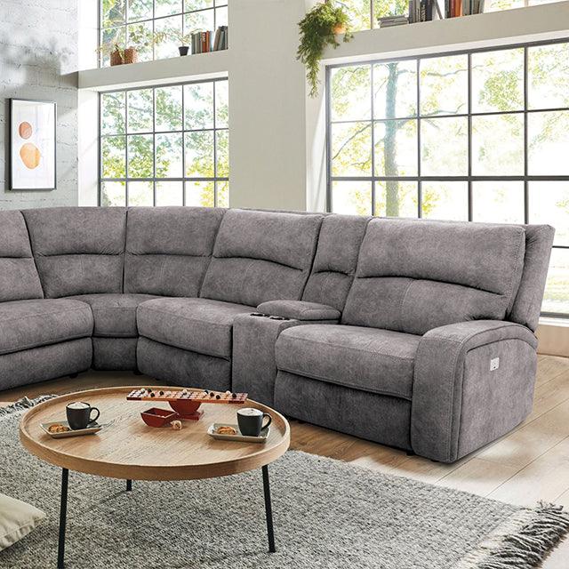 Apostolos CM9915LG-SECT-PM Light Gray Transitional Power Sectional By Furniture Of America - sofafair.com