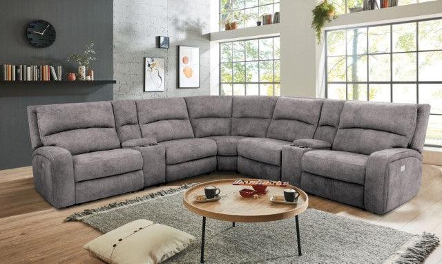 Apostolos CM9915LG-SECT-PM Light Gray Transitional Power Sectional By Furniture Of America - sofafair.com