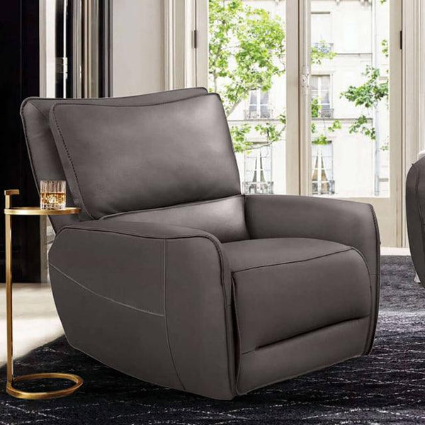 Phineas CM9921GY-CH-PM Gray Transitional Power Recliner By Furniture Of America - sofafair.com