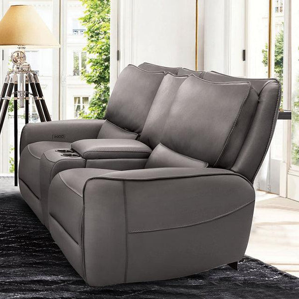 Phineas CM9921GY-LV-PM Gray Transitional Power Loveseat By Furniture Of America - sofafair.com