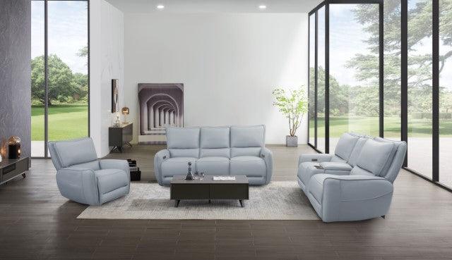 Phineas CM9921PB-LV-PM Pale Blue Transitional Power Loveseat By Furniture Of America - sofafair.com