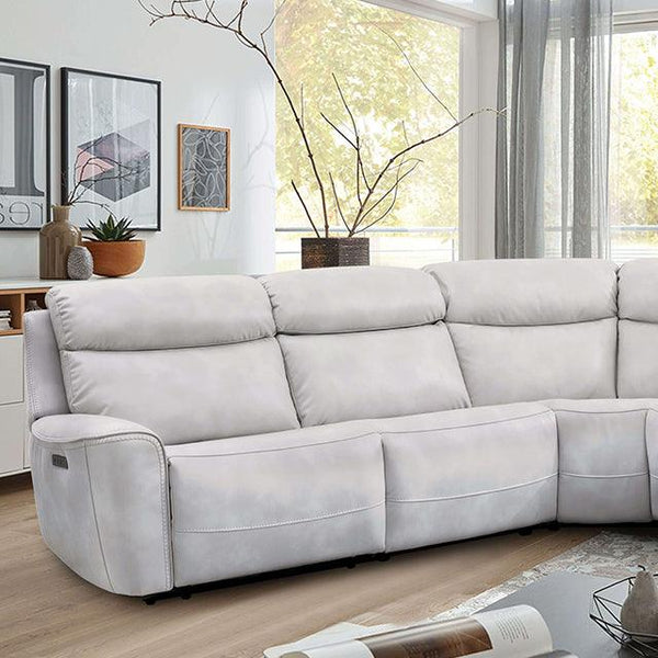 Edmondus CM9923FG-SECT-PM Light Taupe Transitional Power Sectional By Furniture Of America - sofafair.com