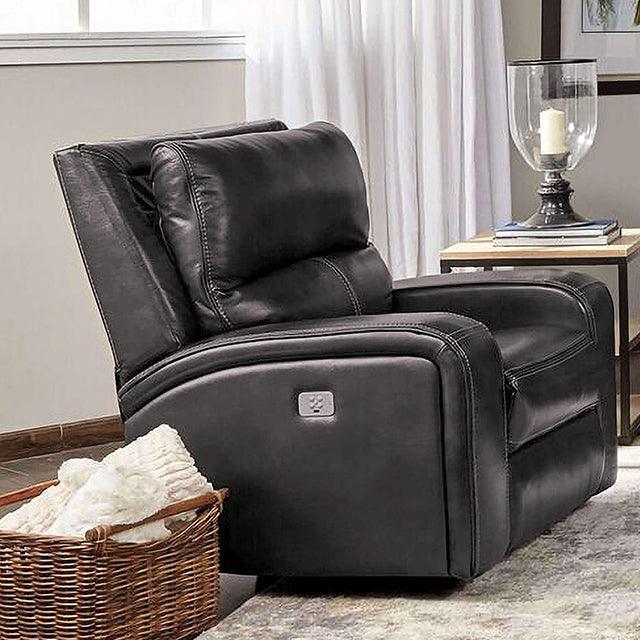 Soterios CM9924DG-CH-PM Charcoal Transitional Power Recliner By Furniture Of America - sofafair.com