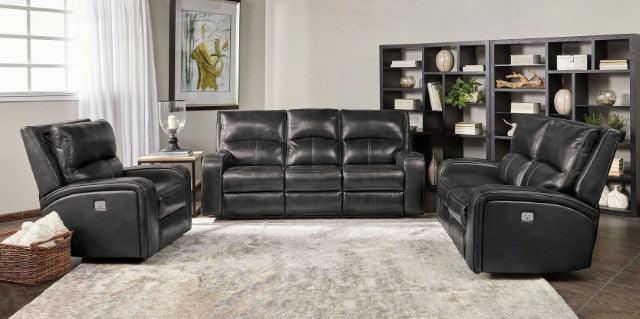 Soterios CM9924DG-LV-PM Charcoal Transitional Power Loveseat By Furniture Of America - sofafair.com