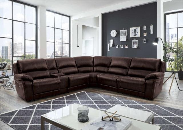 Gasparus CM9929DB-SECT-PM Dark Brown Transitional Power Sectional By Furniture Of America - sofafair.com