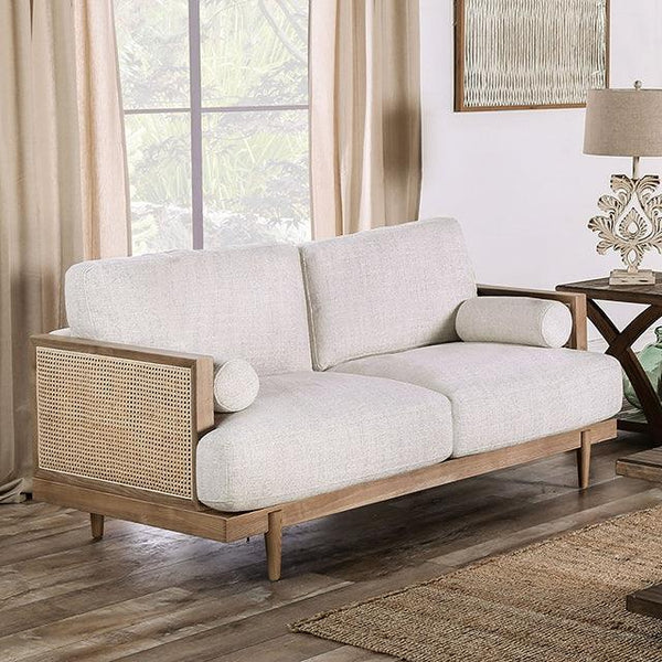 Alesund CM9981-LV Light Oak/Beige Mid-century Modern Loveseat By Furniture Of America - sofafair.com