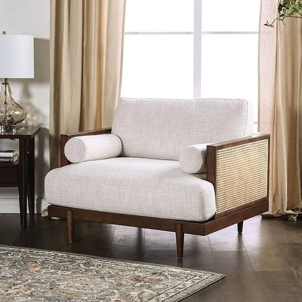 Alesund CM9982-CH Beige/Walnut Mid-century Modern Chair By Furniture Of America - sofafair.com