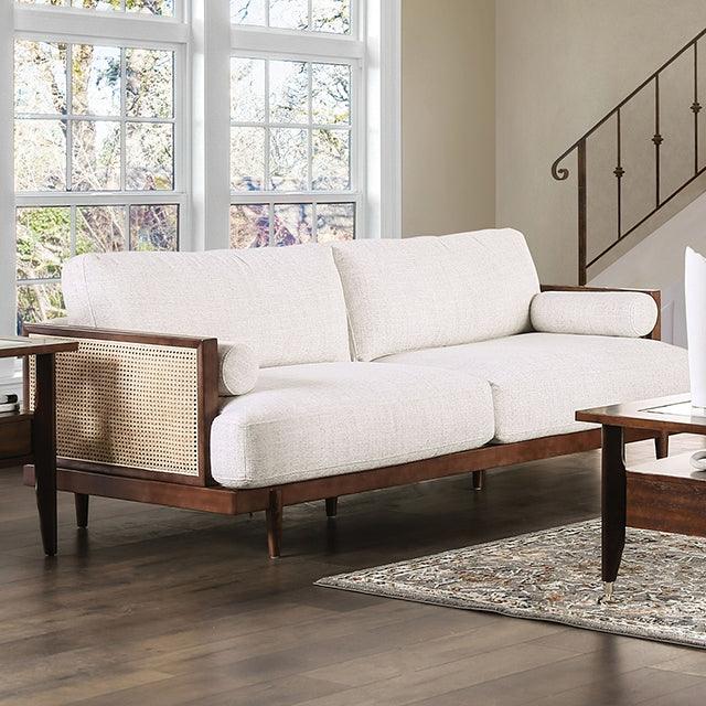 Alesund CM9982-SF Beige/Walnut Mid-century Modern Sofa By Furniture Of America - sofafair.com