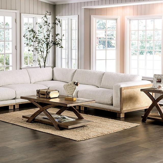 Arendal CM9984 Beige/Natural Contemporary Sectional By Furniture Of America - sofafair.com