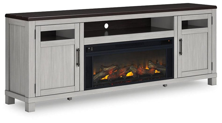 W796W1 Black/Gray Casual Darborn 88" TV Stand with Electric Fireplace By AFI - sofafair.com