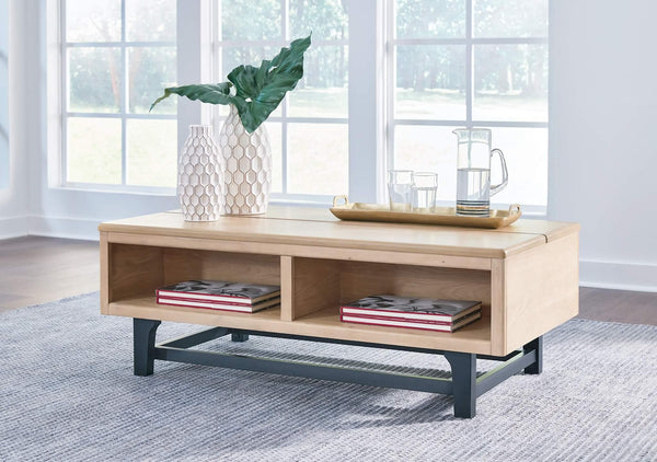 Freslowe Lift-Top Coffee Table T931-9 Black/Gray Contemporary Cocktail Table Lift By Ashley - sofafair.com