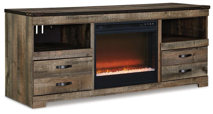 W446W5 Brown/Beige Casual Trinell 63" TV Stand with Electric Fireplace By Ashley - sofafair.com