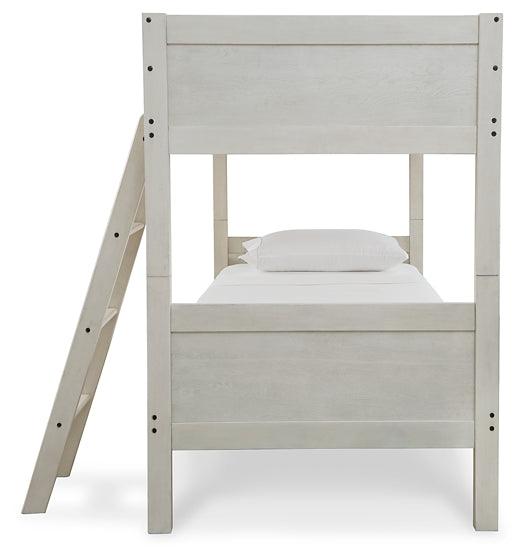 Robbinsdale Twin/Twin Bunk Bed with Ladder B742-59 White Casual Youth Beds By Ashley - sofafair.com