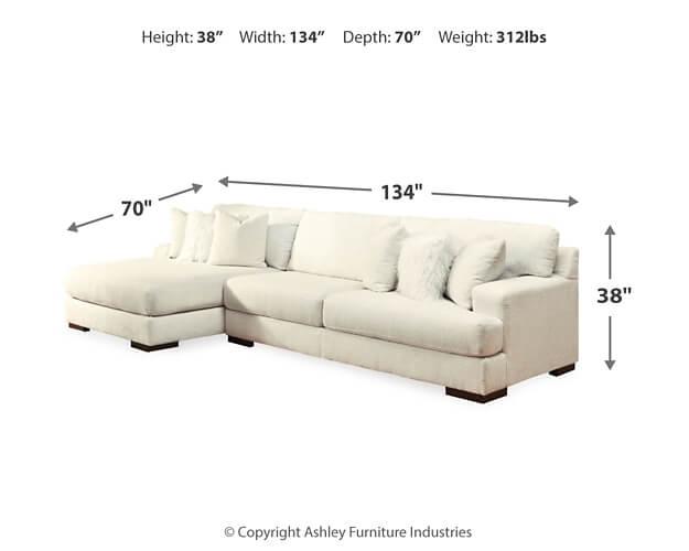 Zada 2-Piece Sectional with Chaise 52204S2 White Contemporary Stationary Sectionals By AFI - sofafair.com