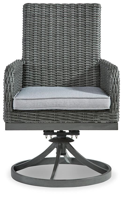 Elite Park Swivel Chair with Cushion (Set of 2) P518-602A Black/Gray Casual Outdoor Dining Chair By Ashley - sofafair.com