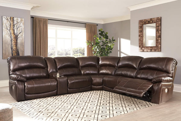 Hallstrung 6-Piece Power Reclining Sectional U52402S2 Brown/Beige Contemporary Motion Sectionals By AFI - sofafair.com