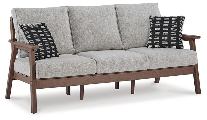 P420-838 Brown/Beige Casual Emmeline Outdoor Sofa with Cushion By Ashley - sofafair.com