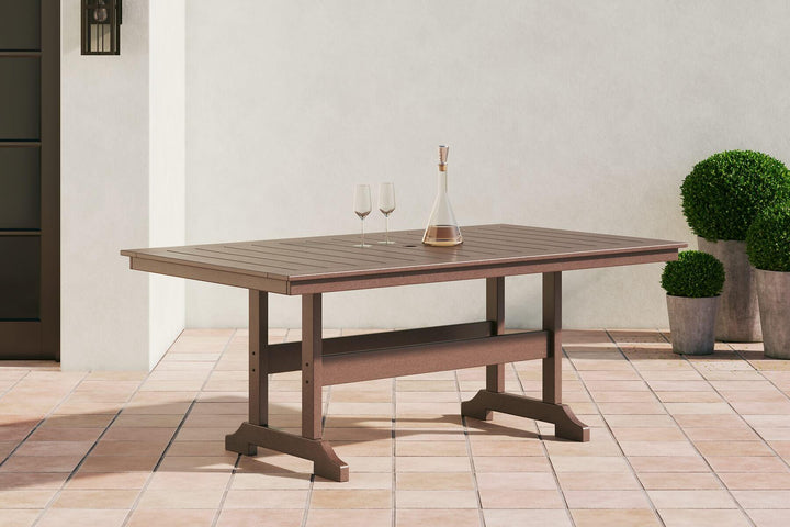 P420-625 Brown/Beige Casual Emmeline Outdoor Dining Table By Ashley - sofafair.com