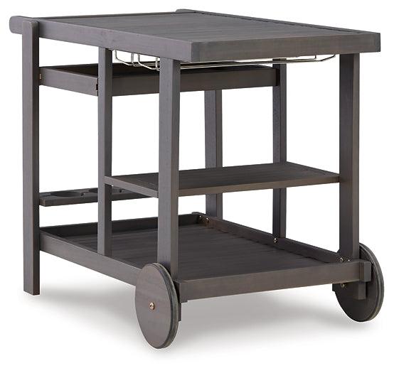 Kailani Serving Cart P030-661 Black/Gray Casual Outdoor Serving Cart By Ashley - sofafair.com