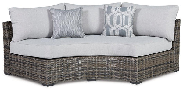 Harbor Court Curved Loveseat with Cushion P459-861 Black/Gray Casual Outdoor Loveseat By Ashley - sofafair.com