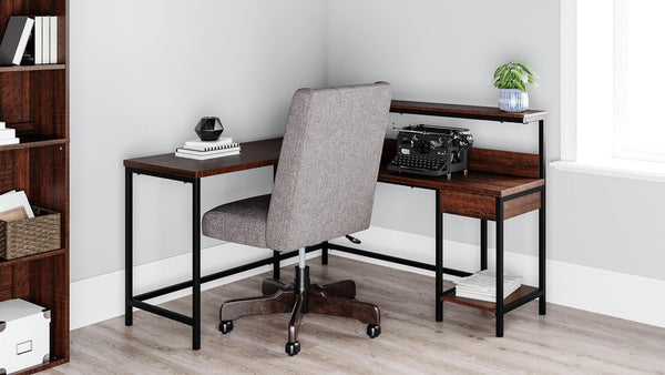 Camiburg Home Office L-Desk with Storage H283-24 Brown/Beige Casual Desks By Ashley - sofafair.com