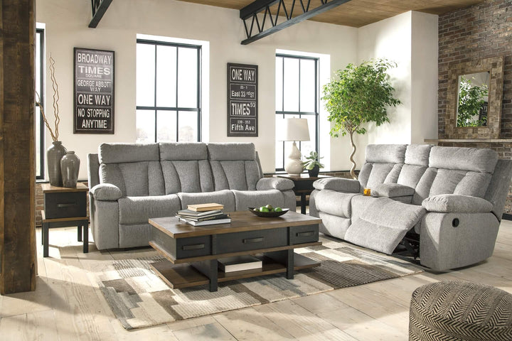 Mitchiner Reclining Sofa and Loveseat 76204U1 Black/Gray Contemporary Motion Upholstery Package By Ashley - sofafair.com