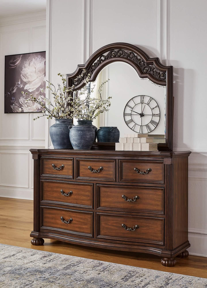 B764B1 Brown/Beige Traditional Lavinton Dresser and Mirror By Ashley - sofafair.com