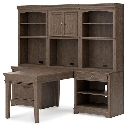 Janismore 6-Piece Bookcase Wall Unit with Desk H776H4 Black/Gray Traditional Desks By AFI - sofafair.com