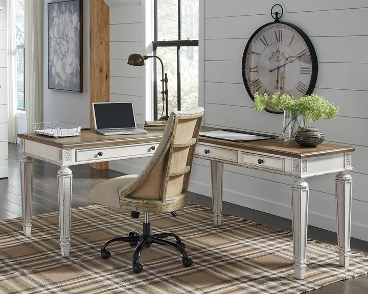Realyn 2-Piece Home Office Desk H743H1 White Casual Desks By Ashley - sofafair.com