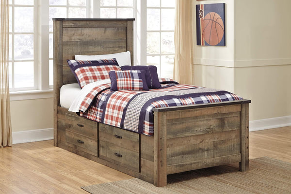 Trinell Twin Panel Bed with 2 Storage Drawers B446B15 Brown/Beige Casual Youth Beds By Ashley - sofafair.com